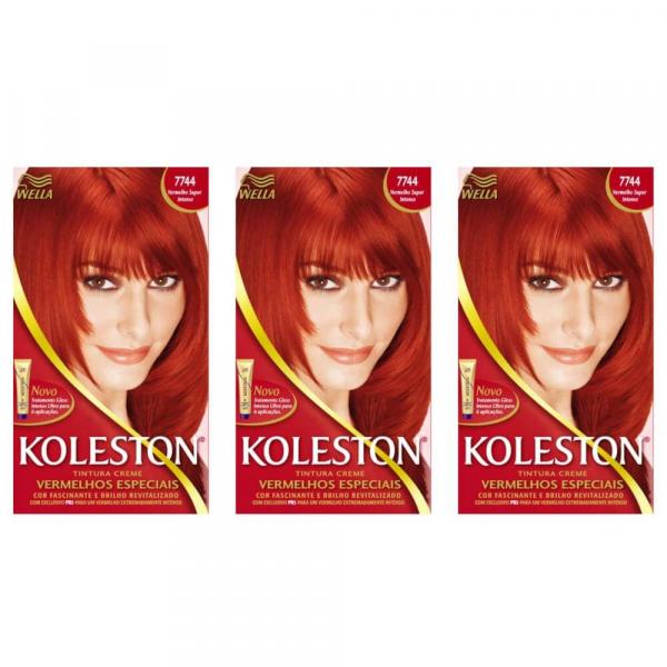 Wella Koleston Coloração 7744 Vermelho Super Intenso Novo (Kit C/03)