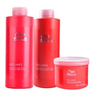 Wella Professionals Brilliance Combo Shampoo-Condicionador Litro e Máscara Grossos 500gr Wella Cosméticos