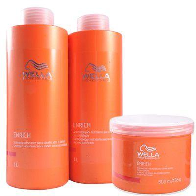 Wella Professionals Enrich Kit 3 Produtos Shampoo, Condicionador e Máscara Cabelos Finos 500ml