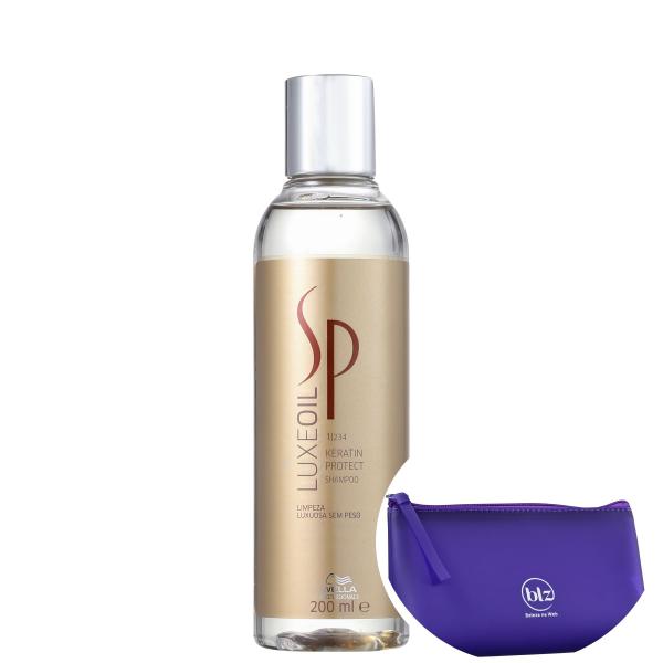 Wella Sp Shampoo Luxe Oil Keratin Protect - 200ml + Nécessaire Roxo Beleza na Web - Sp System Professional