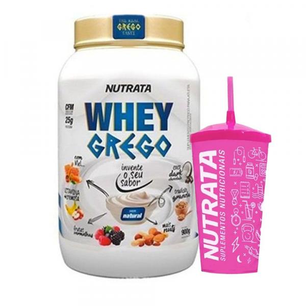 Whey Grego 900g Natural + Copo Pink - Nutrata