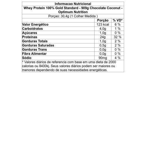 Whey Protein 100% Gold Standard - 909g Chocolate Coconut - Optimum Nutrition