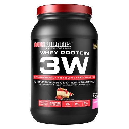 Whey Protein 3W 900g Morango – Bodybuilders