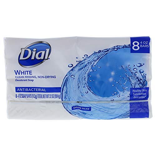 White Antibacterial Deodorant Soap By Dial For Unisex - 8 X 4 Oz Soap