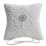 White Lace Rhinestone Wedding Pillow portador de anel, 6 x 6 polegadas, Wedding Collection