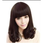 WIG LL<<< 003249 Medium Wig Dark brown Pear Flower Hair Women Cosplay Wig Women's Hair synthetic Wigs