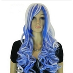 WIG LLlt; lt; 002638 Women Blue Mix Cosplay Long Wig Synthetic Hair Full Wig