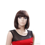 Women Fashion Short Straight Brown Bog Hair Bangs Synthetic Wig Kanekalon Heat Resistant Cosplay Party Hair Full Wig Wigs