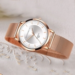 Women Rose Gold Mesh Buckle Watch Casual Luxury Women Quartz Watches