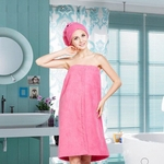 Women\\'s Spa Wrap Robe Set, Soft Cozy Bath Body Wrap Set Towel Bathrobe With Fast Dry Hair Drying Cap, Shower Skirt and Hair Drying Turban