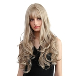 Moda feminina Fiber Chemical cabelo castanho claro fina Bangs peruca