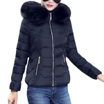 Womens Inverno Ladies casaco jaqueta cabelo colarinho acolchoado quente com capuz Outwear Top