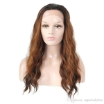 Women's natural wave hairpieces synthetic wigs 5564 OP27#wigs hair dyed long hair wig front lace hairpieces 22inch