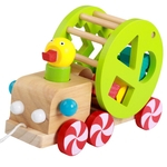 Wooden Duck desenhos animados Trailer Forma Corda Matching Puxando precoce Toy Learning for Kids