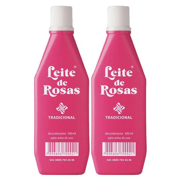 2x Desodorante Leite de Rosas Tradicional Remove Excesso de Oleosidade Ação Duradoura 100ml