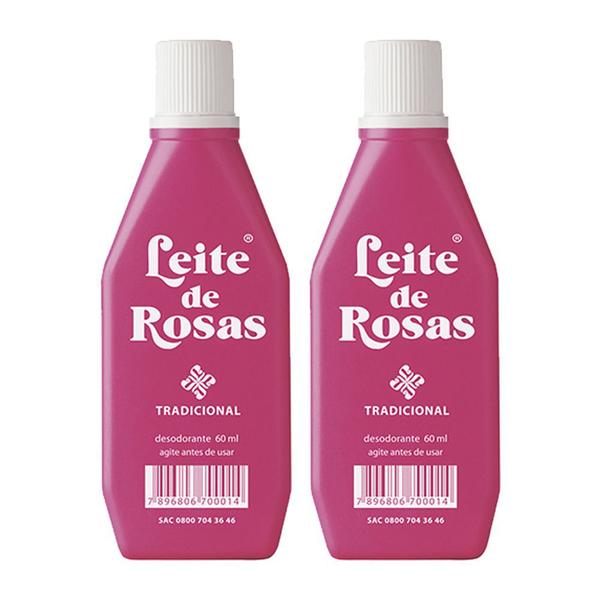 2x Desodorante Leite de Rosas Tradicional Remove Excesso de Oleosidade Ação Duradoura 60ml
