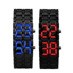 2x Lava Style Iron Samurai Black Bracelet LED Japanese Inspired Watch RED / BLUE