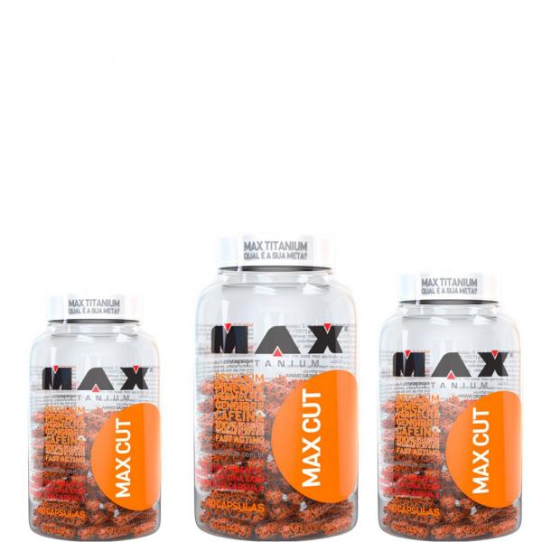 3x Max Cut Termogênico Cafeína+ Psyllium+ Gengibre+ Pimenta - Max Titanium