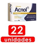 22x Sabonete Acnol Antiacne Para Cuidado Diário Da Pele Previna Cravos Espinhas Reduz Oleosidade 80g