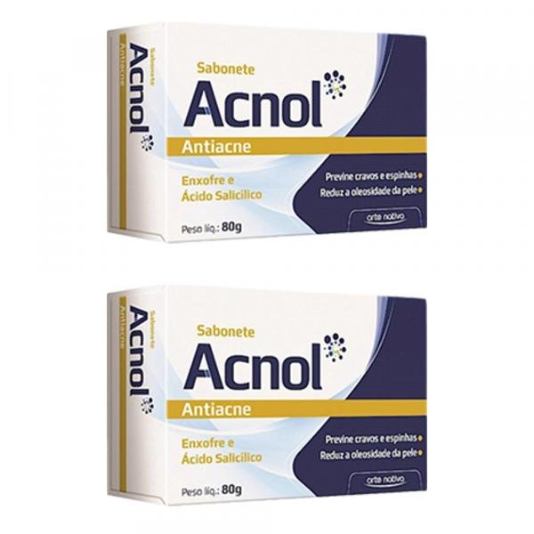 2x Sabonete Antiacne Acnol com Enxofre e Ácido Salicílico Ideal Reduzir Oleosidade da Pele 80g - Arte Nativa