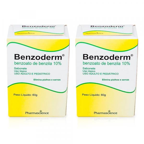 2x Sabonete Benzoderm Benzoato de Benzila Elimina Piolhos Lêndeas Sarnas Coceiras 60g Pharmascience - Pharma Science
