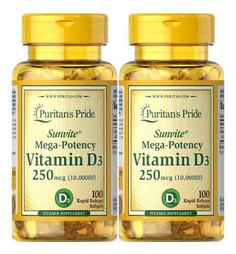 2x Vitamin D3 10.000iu 100 Softgels Puritan´s Pride