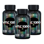 3x Vitamina C Vit C 1000mg 100 Tabletes - Black Skull