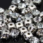 2x40 Costurar Em Miçangas De Prata Diamante De Strass De Cristal Claro Facetado 5mm