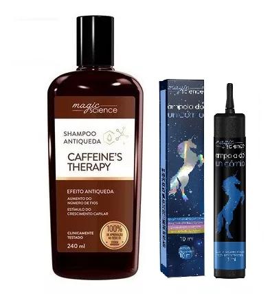 Xampu Caffeine's Therapy - Antiqueda e Crescimento + Ampola Hidratação e brilho Unicornio Magic Science