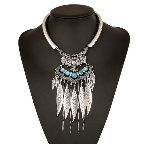 Xy Fantasia Fashion Bohemian Gypsy Choker Étnico Collar Maxi Vintage Colares Declaração e Pingentes Beads Folha Tassel Fine Jewelry