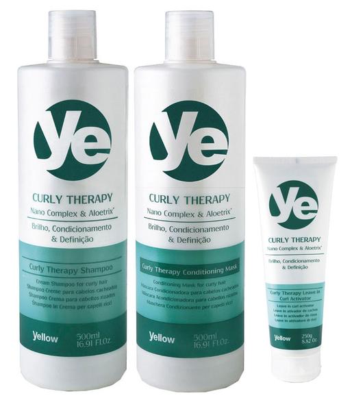Yellow Curly Therapy Kit Shampoo (500ml), Condicionador (500ml) e Leave-in (250ml)