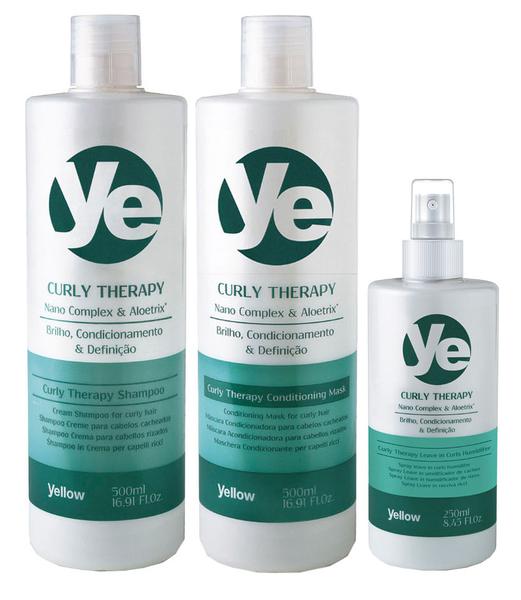 Yellow Curly Therapy Kit Shampoo (500ml), Condicionador (500ml) e Spray(250ml)
