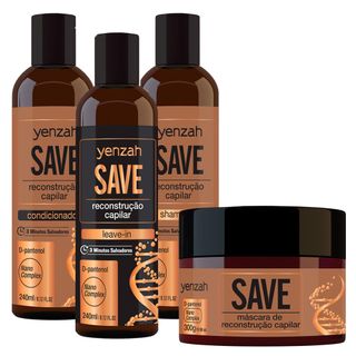 Yenzah Save Kit - Shampoo + Condicionador + Máscara + Leave-In Kit