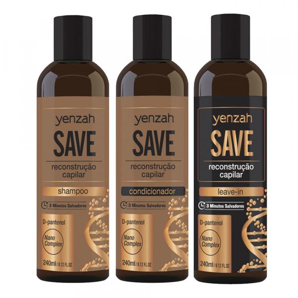 Yenzah - Shampoo, Condicionador e Leave In Save Reconstrução Capilar - 3X240ml