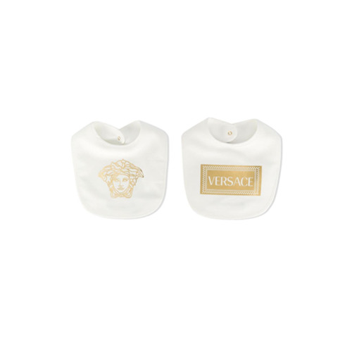 Young Versace Conjunto 2 Babadores com Logo - Branco
