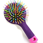 Comb Escova Moda portátil do cabelo do arco-íris Anti-estático com espelho