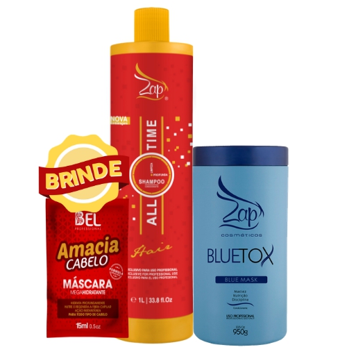 Zap All Time Shampoo Anti-Resíduo + Bluetox 950g + Brinde - Zap Cosmeticos