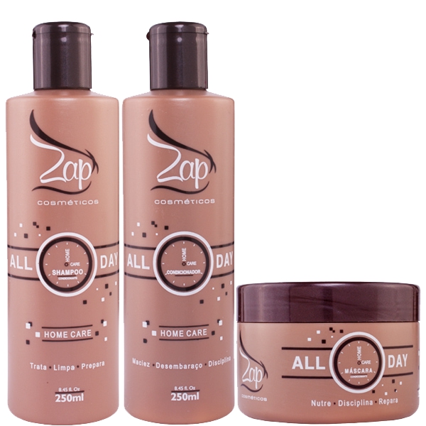 Zap Kit All Day Zap Cosméticos (Shampoo + Condicionador + Máscara)