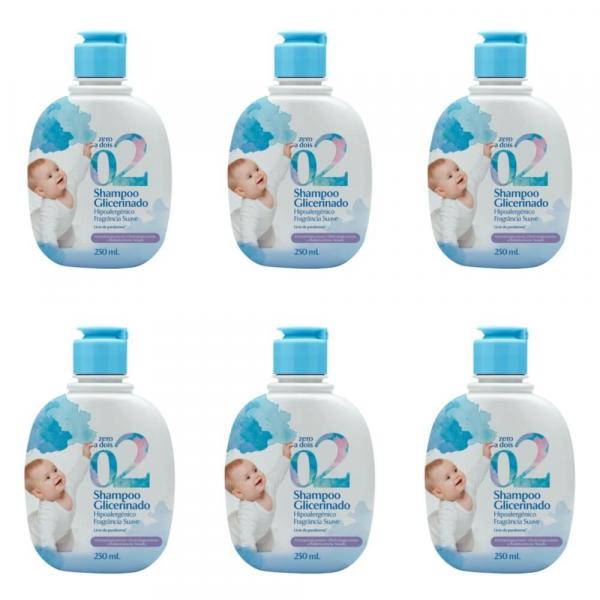 Zero a Dois Glicerinado Shampoo Suave 250ml (Kit C/06)