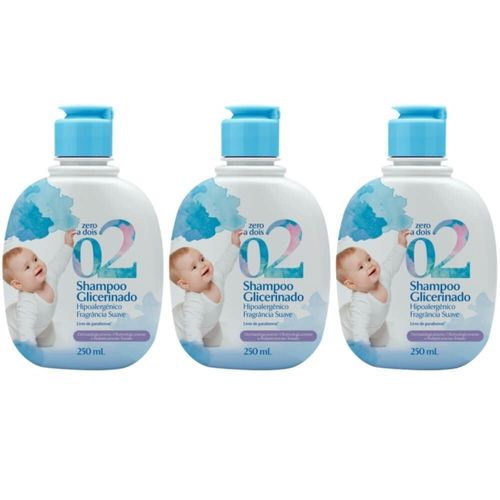 Zero a Dois Glicerinado Shampoo Suave 250ml (kit C/03)