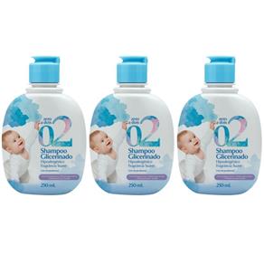 Zero a Dois Glicerinado Shampoo Suave 250ml - Kit com 03