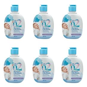 Zero a Dois Glicerinado Shampoo Suave 250ml - Kit com 06