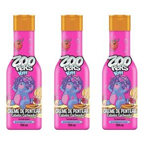 Zoopers Kids Cabelos Cacheados Creme para Pentear 250ml - Kit com 03