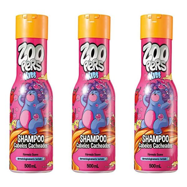 Zoopers Kids Cabelos Cacheados Shampoo 500ml (Kit C/03)