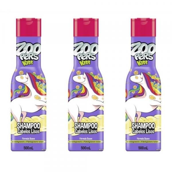 Zoopers Kids Cabelos Lisos Shampoo 500ml (Kit C/03)