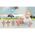 Ficha técnica e caractérísticas do produto 0-6 meses animal bebê pulso chocalho brinquedos educativos macaco elefante 4 conjuntos