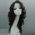 Ficha técnica e caractérísticas do produto 20 polegadas Mulheres Moda produtos de cabelo Moda-forward longa peruca com franja sintéticos curly perucas para mulheres de cabelo Falso