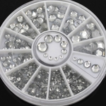 Ficha técnica e caractérísticas do produto 300 Pcs Nail Art 3D Glitter Rhinestone Tips Nail DIY Stickers Decoração Wheel Box