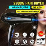 Ficha técnica e caractérísticas do produto 2200W vento forte secador de cabelo secador de cabelo ânion secador de cabelo para salão de beleza 38 decibéis