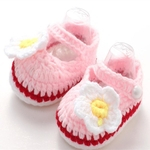 Ficha técnica e caractérísticas do produto 2018 popular e Fashional recém-nascidos Meninas Handmade Crib Crochet Knit calçados casuais infantil do bebê Sock macia Sole